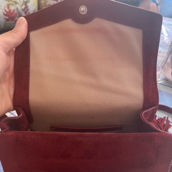 Elizabeth And James Eloise Field Bag Plum Tassle Leather Suede - Picture 16 of 16